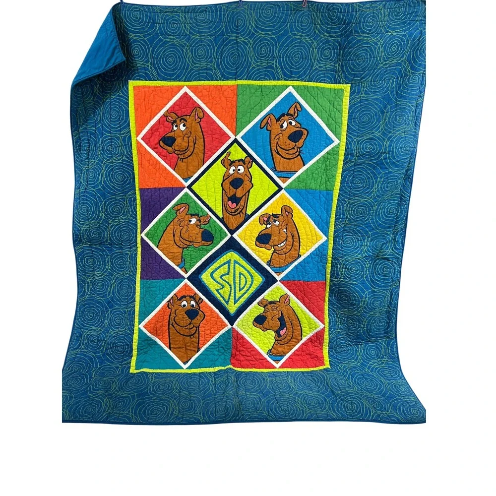 Vintage 1990 Dan River Scooby-Doo Faces Twin Quilt 68x80 USA Cotton